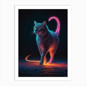 Neon Cat 4 Art Print