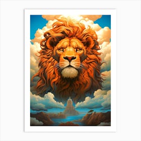 Lion In The Clouds Art Print