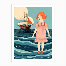 Little Girl In The Ocean Art Print