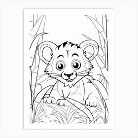 Line Art Jungle Animal Sumatran Tiger 4 Art Print
