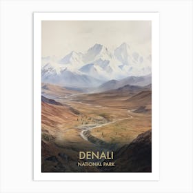 Denali National Park Watercolour Vintage Travel Poster 1 Art Print