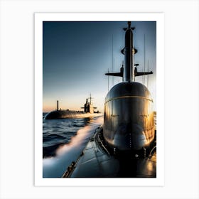 Submarines In The Ocean -Reimagined Art Print