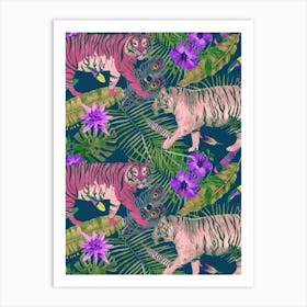 Tiger And Flowers Art Print