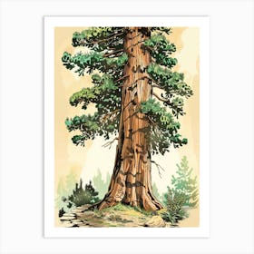 Redwood Tree Storybook Illustration 4 Art Print