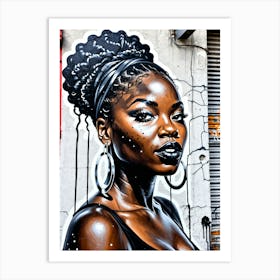 Graffiti Mural Of Beautiful Black Woman 318 Art Print