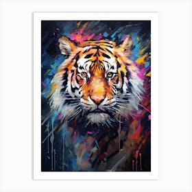 Tiger Art In Neo Impressionism Style 2 Art Print