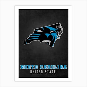 Carolina Panthers North Carolina State Map Art Print