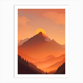 Misty Mountains Vertical Composition In Orange Tone 335 Art Print