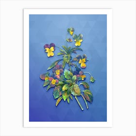 Vintage Johnny Jump Up Botanical Art on Blue Perennial Art Print