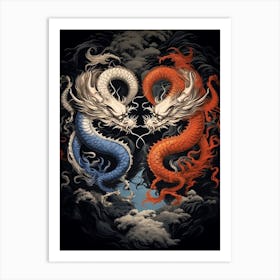 Yin And Yang Chinese Dragon Illustration 6 Art Print