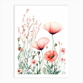 Watercolor Poppies 1 Art Print