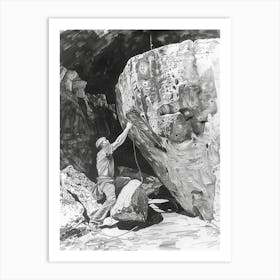 Bouldering Project Austin Texas Black And White Drawing 2 Art Print