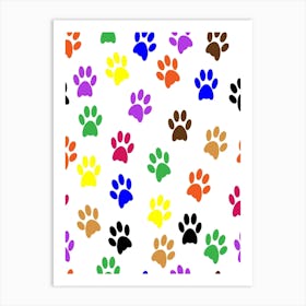 Paw Prints Seamless Pattern Art Print