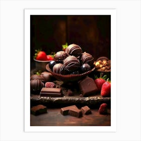 Chocolates And Berries sweet food Art Print