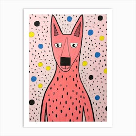 Pink Polka Dot Coyote 1 Art Print