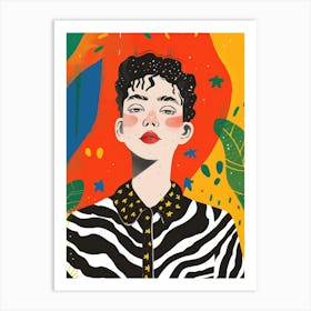 Asian Girl In Zebra Shirt Art Print