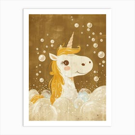 Unicorn In The Bubble Bath Mocha Muted Pastels 2 Art Print