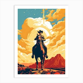 Horseback Cattle Rancher Cowboy Art Print