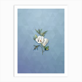 Vintage Lilac Hibiscus Botanical Art on Summer Song Blue n.0223 Art Print