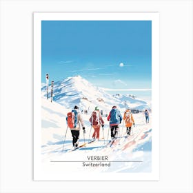 Verbier   Switzerland, Ski Resort Poster Illustration 3 Art Print