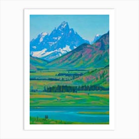 Grand Teton National Park United States Of America Blue Oil Painting 1  Art Print