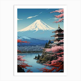 Mountains And Hot Springs Japanese Style Illustration 4 Art Print