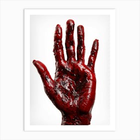 Creepy Textured Bloody Handprint Detailed With High Contrast Shadows Implying A Three Dimensional (4) Art Print