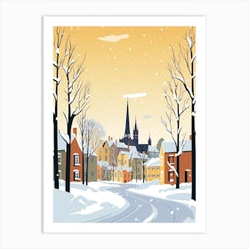 Retro Winter Illustration Oxford United Kingdom 3 Art Print