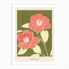 Pink & Green Camellia 3 Flower Poster Art Print