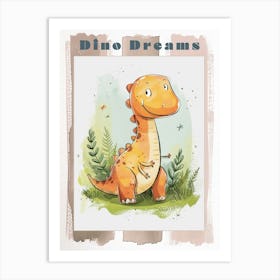 Cute Cartoon Dinosaur Illustration 1 Poster Art Print