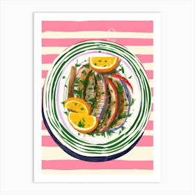 A Plate Of Fish 2  Top View Food Illustration 3 Poster