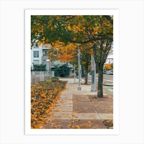 Autumn Urban Sidewalk Art Print