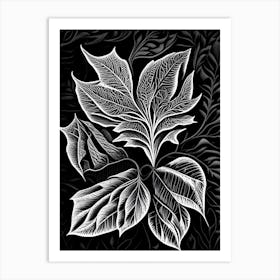 Apple Leaf Linocut 3 Art Print