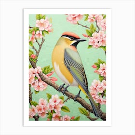 Ohara Koson Inspired Bird Painting Cedar Waxwing 3 Art Print