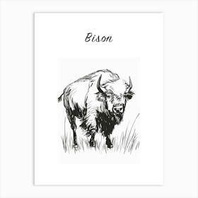 B&W Bison Poster Art Print