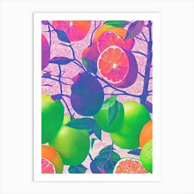 Orange Risograph Retro Poster Fruit Art Print