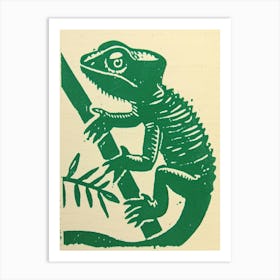 Green Jacksons Chameleon 1 Art Print