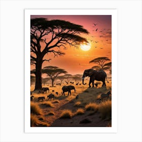 Sunset In The Savannah 6 Art Print