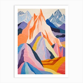 Alpamayo Peru 3 Colourful Mountain Illustration Art Print