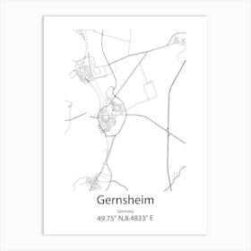 Gernsheim,Germany Minimalist Map Art Print