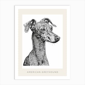 American Greyhound Dog Line Sketch 2 Poster Art Print