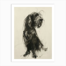 Petit Basset Griffon Vendeen Dog Charcoal Line 1 Art Print