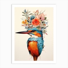 Bird With A Flower Crown Kingfisher 2 Art Print