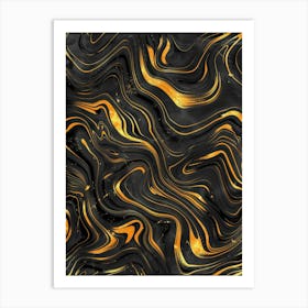 Gold And Black Marble Pattern Art Print