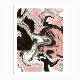 Black Pink Marble Abstract Painting Art Print