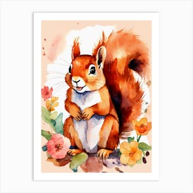 Squirrel Watercolor Painting Art Print