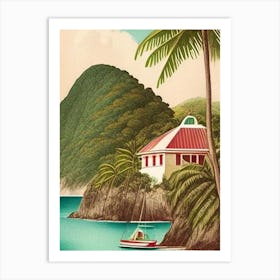 Bequia Island Saint Vincent And The Grenadines Vintage Sketch Tropical Destination Art Print