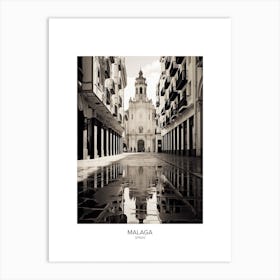 Poster Of Malaga, Spain, Black And White Analogue Photography 1 Art Print