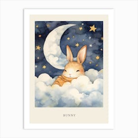 Baby Bunny 1 Sleeping In The Clouds Nursery Poster Art Print