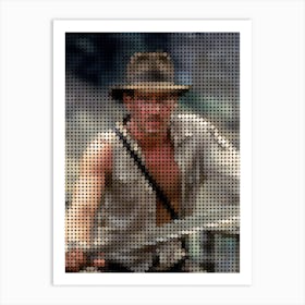 Harrison Ford Indiana Jones In A Pixel Dots Art Style Art Print
